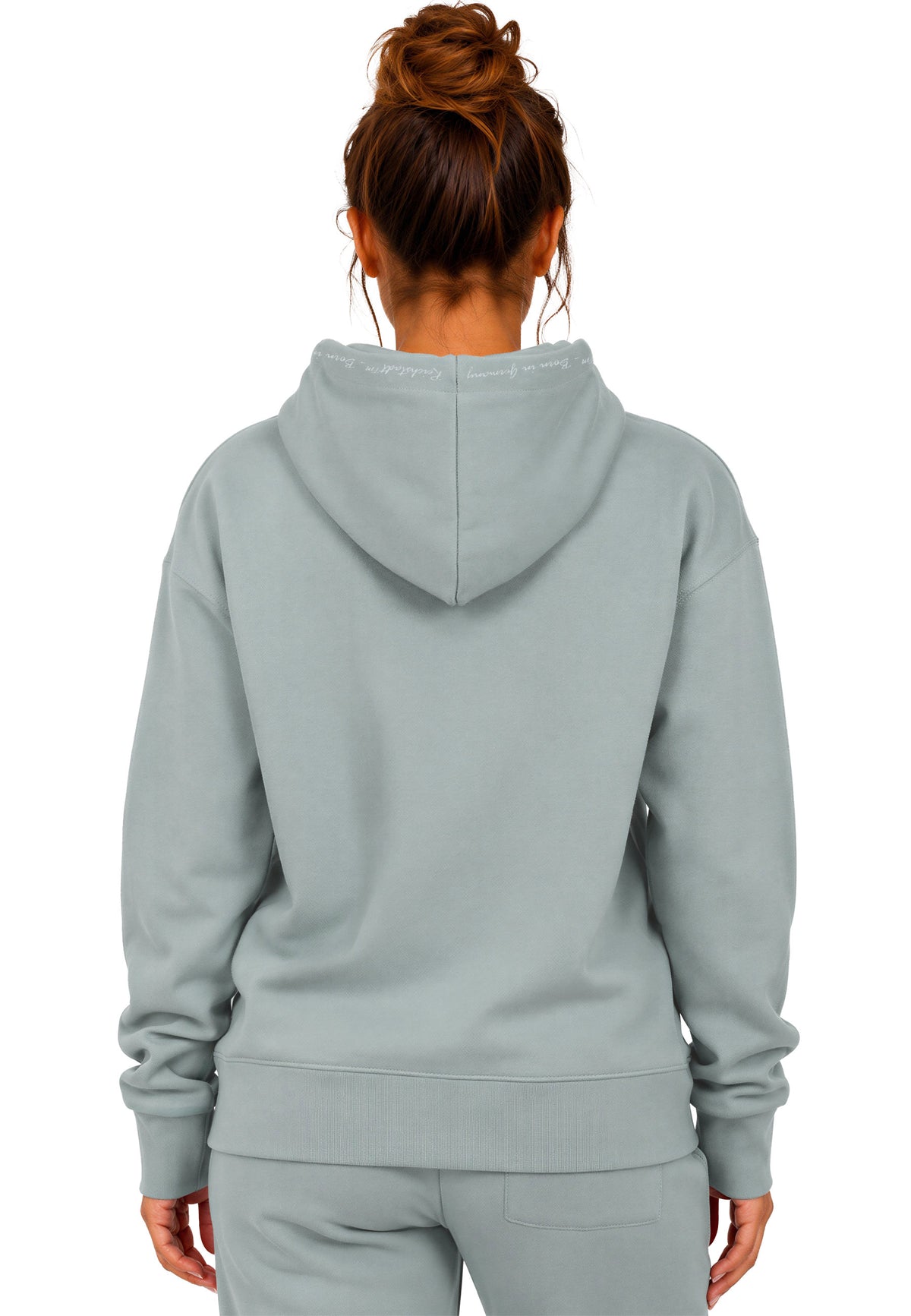 Damen Relaxed Fit Hoodie Marken-Stick in Grey – Reichstadt – Ansicht 2
