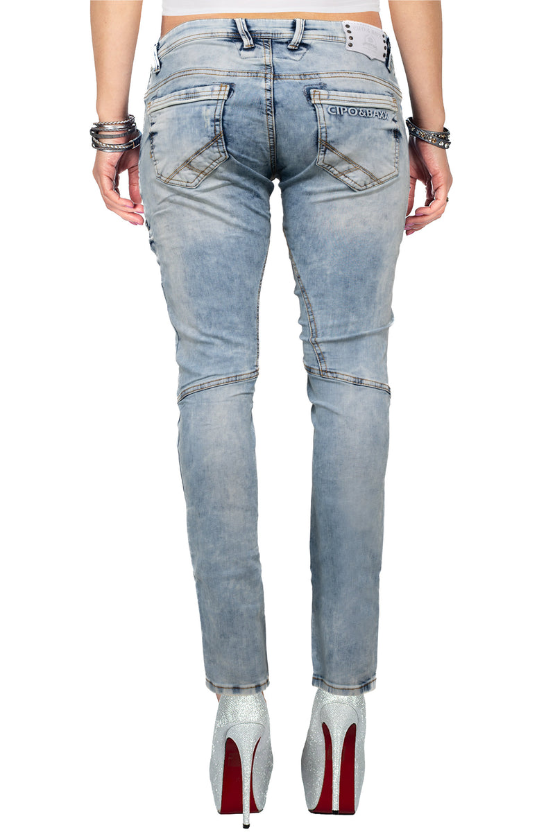 Damen Slim Fit Jeans Stonewashed WD216 - Blue