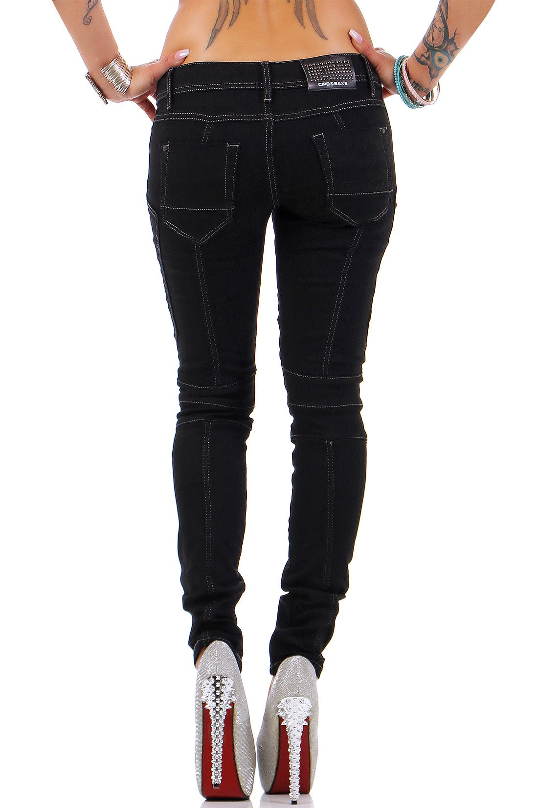 Damen Slim Fit Jeans Denim WD255A - Black
