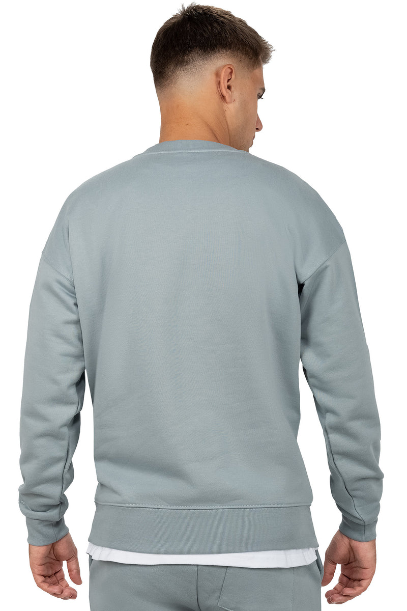 Herren Regular Fit Pullover Logo-Stitching 23RS037 - Grey