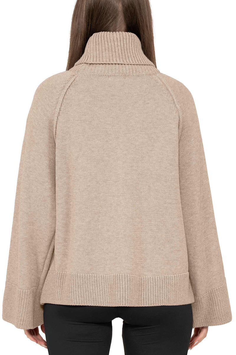 Damen Relaxed Fit Rollkragenpullover 25RSW097 - Beige