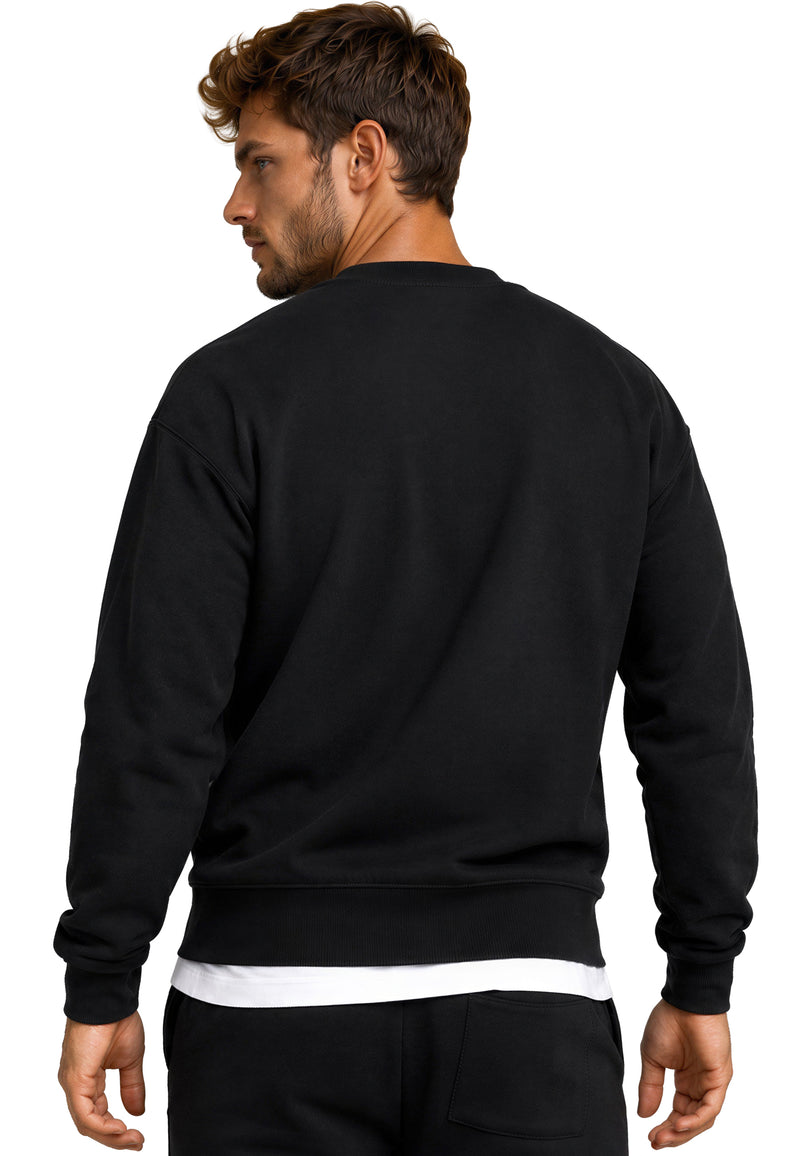 Herren Regular Fit Pullover Logo-Stitching 23RS037 - Black