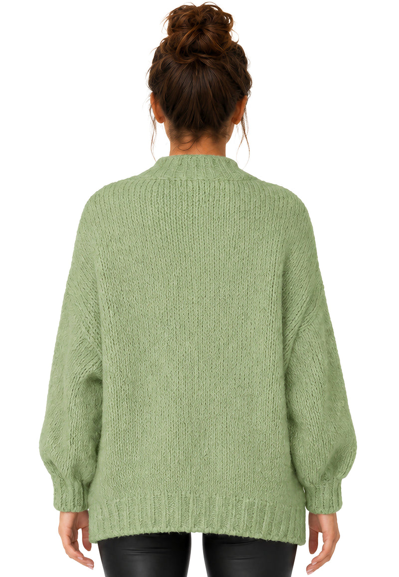 Damen Relaxed Fit Strickjacke 25RSW094 - Green