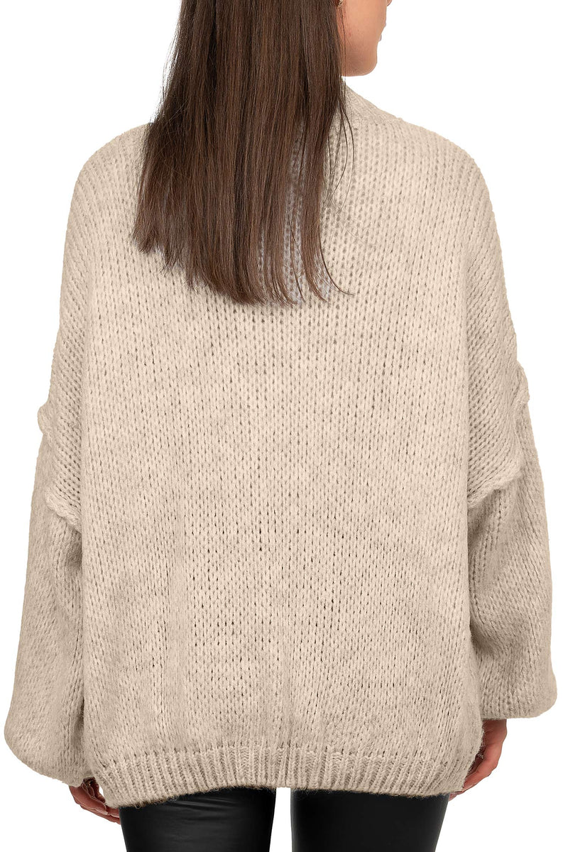 Damen Relaxed Fit Strickjacke Oversized-Look 25RSW068 - Beige