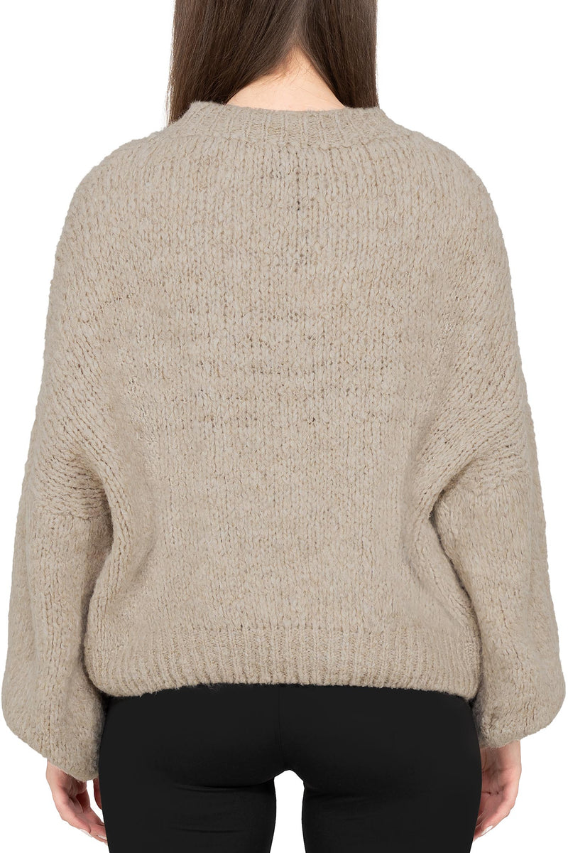 Damen Relaxed Fit Strickpullover 25RSW089 - Dark Beige