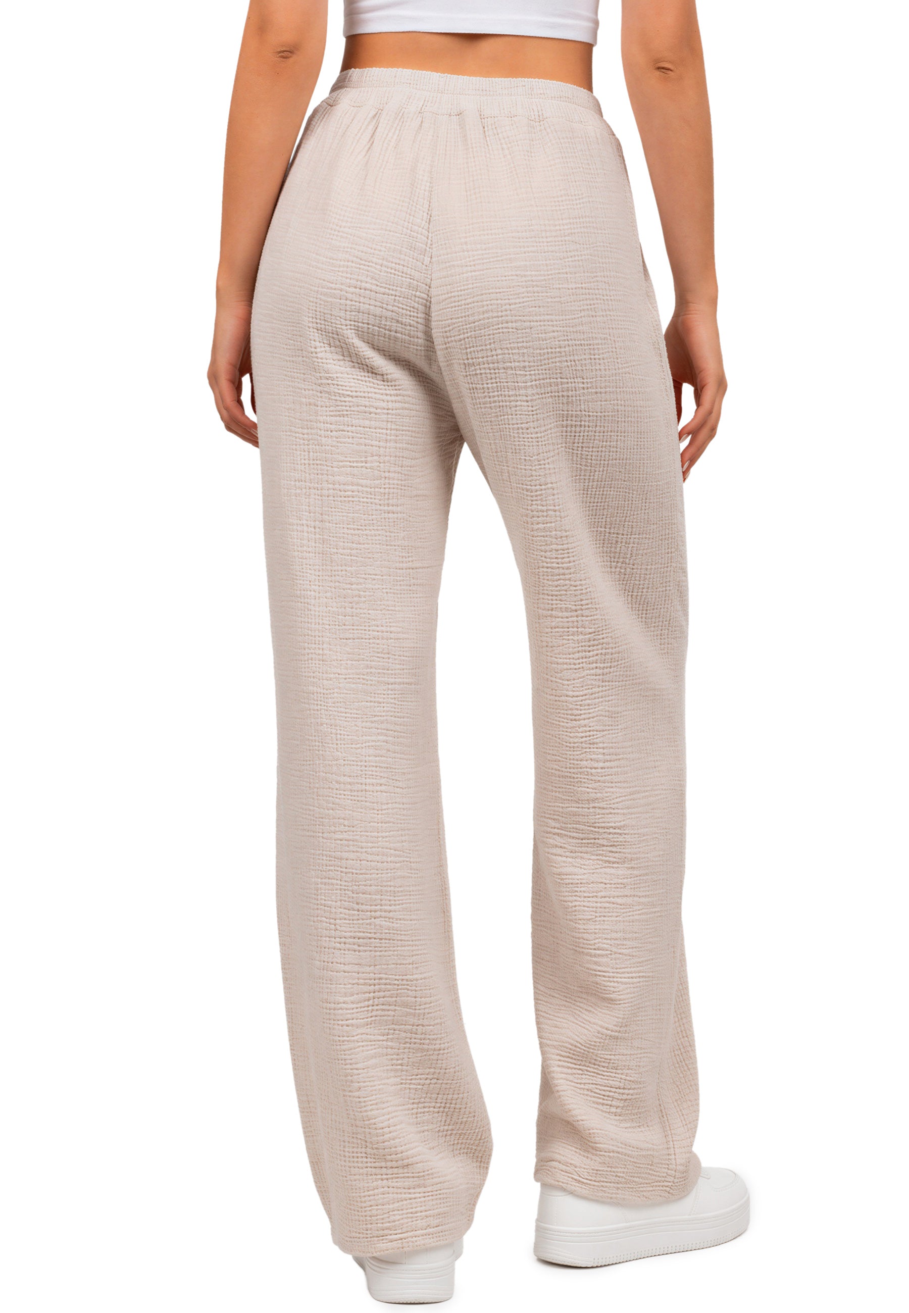 Damen Oversized Hose Musselin 25RSW082 - Beige