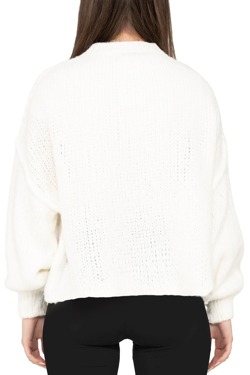 Damen Relaxed Fit Strickpullover 25RSW096 - White