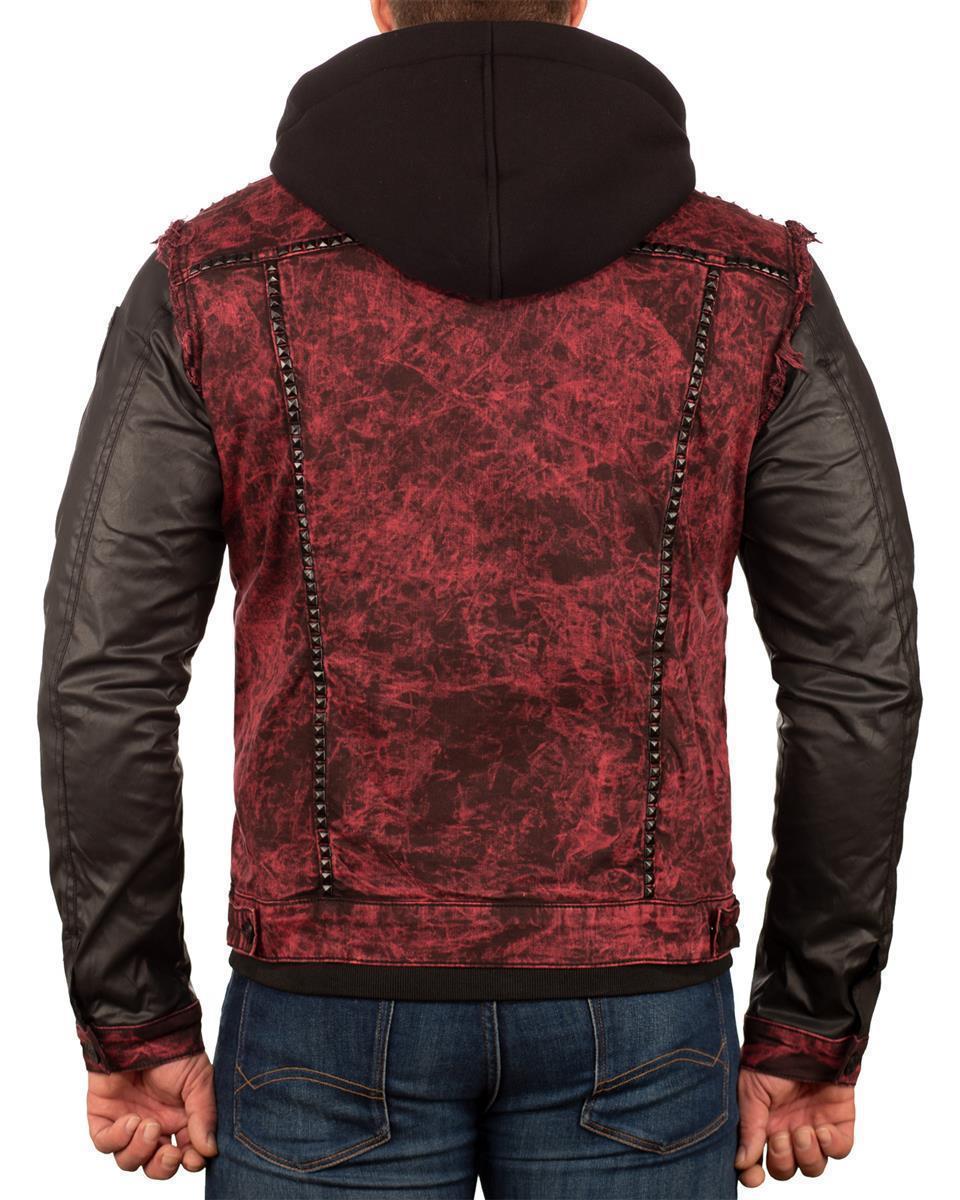 Herren Bequem Kapuzen Sweatjacke Denim in Bordeaux – Cipo & Baxx – Ansicht 2