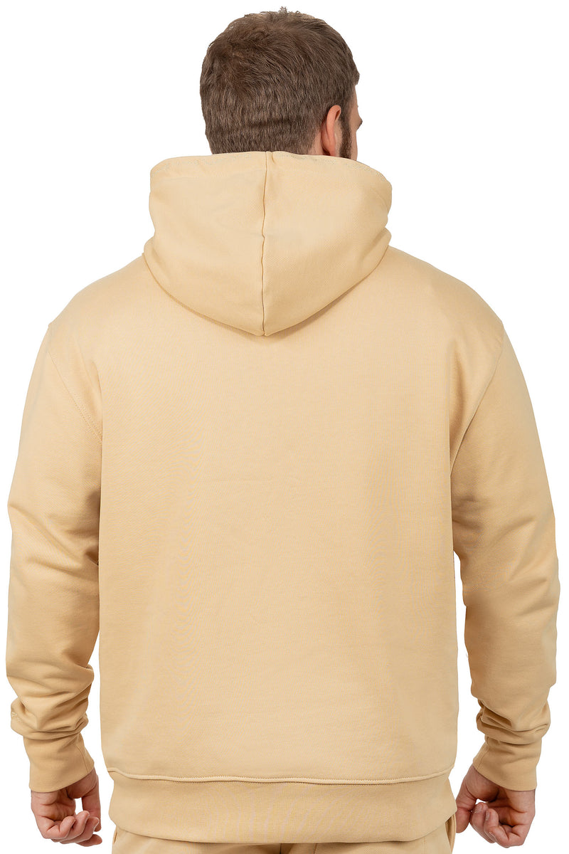 Herren Regular Fit Sport Hoodie Marken-Stick S-23RS034 - Beige