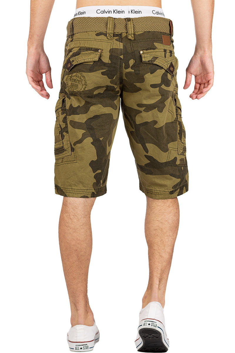 Herren Regular Fit Shorts Mid Waist peanut - Camo_Mastic