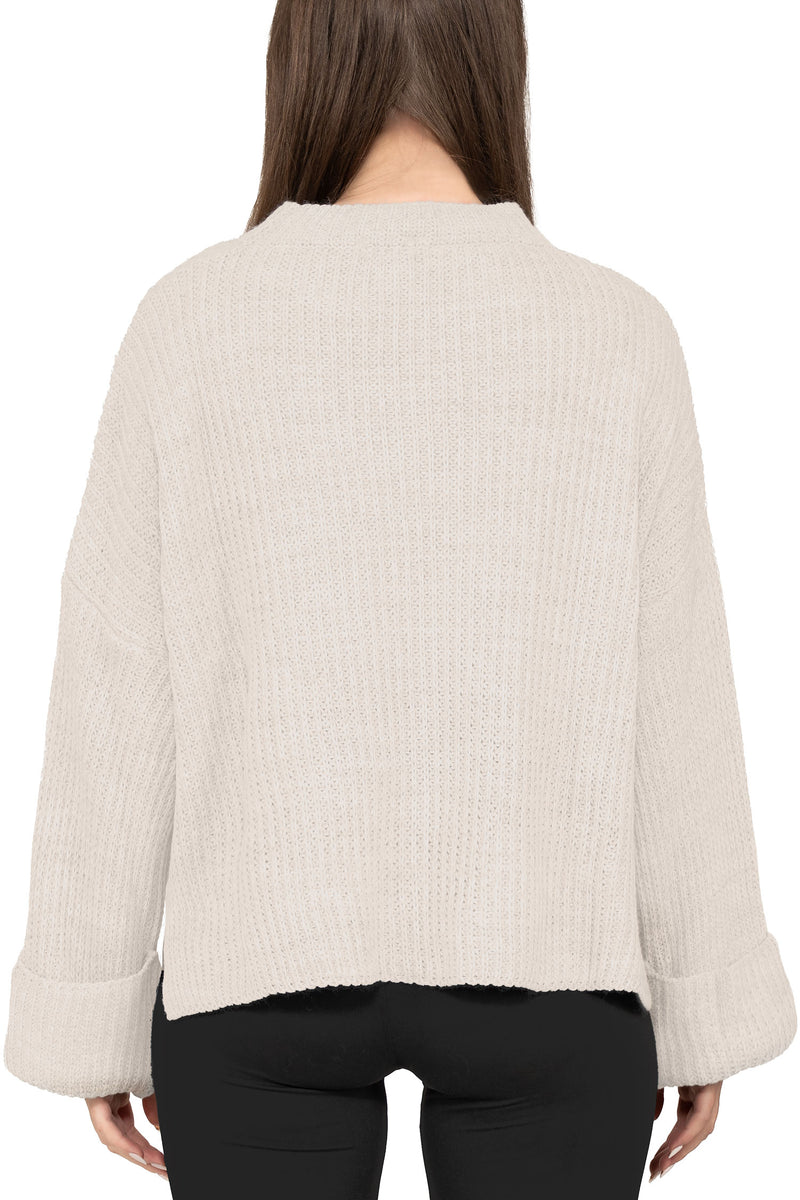 Damen Relaxed Fit Strickpullover 25RSW093 - Beige