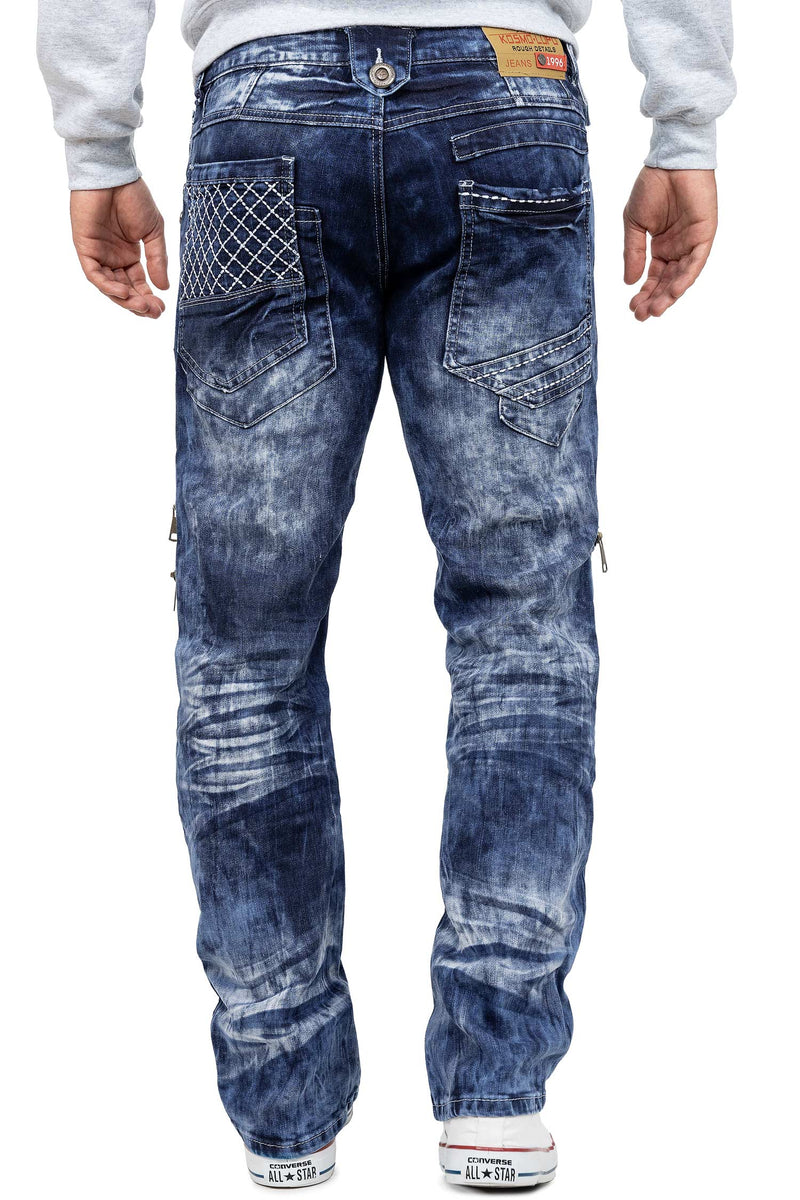Herren Regular Fit Jeans Stonewashed KM8006 - Blue