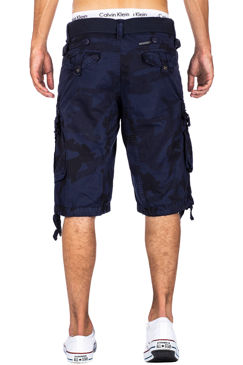 Herren Regular Fit Shorts Mid Waist panoramique camo - Navy