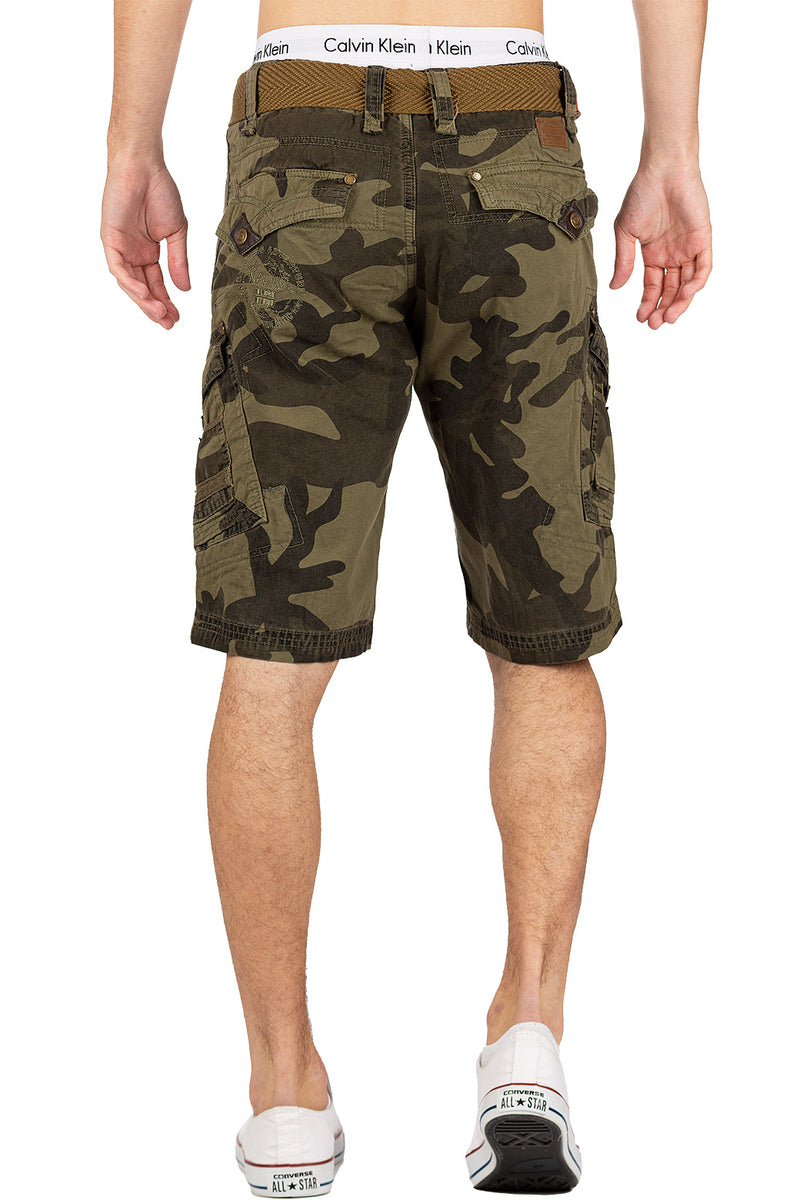 Herren Regular Fit Shorts Mid Waist peanut - Camo_Kaki