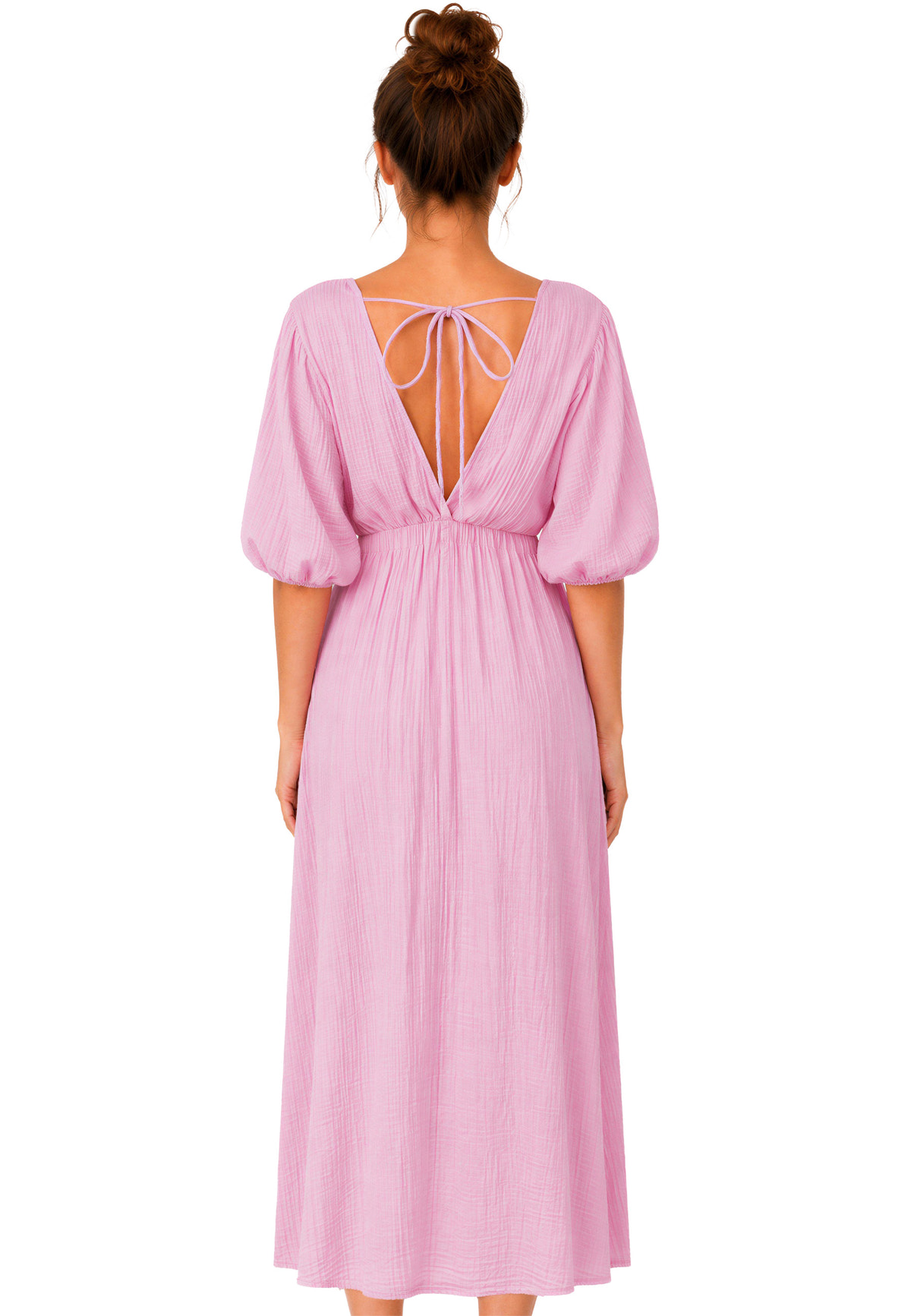 Damen Relaxed Fit Sommerkleid Musselin in Pink – Reichstadt – Ansicht 2