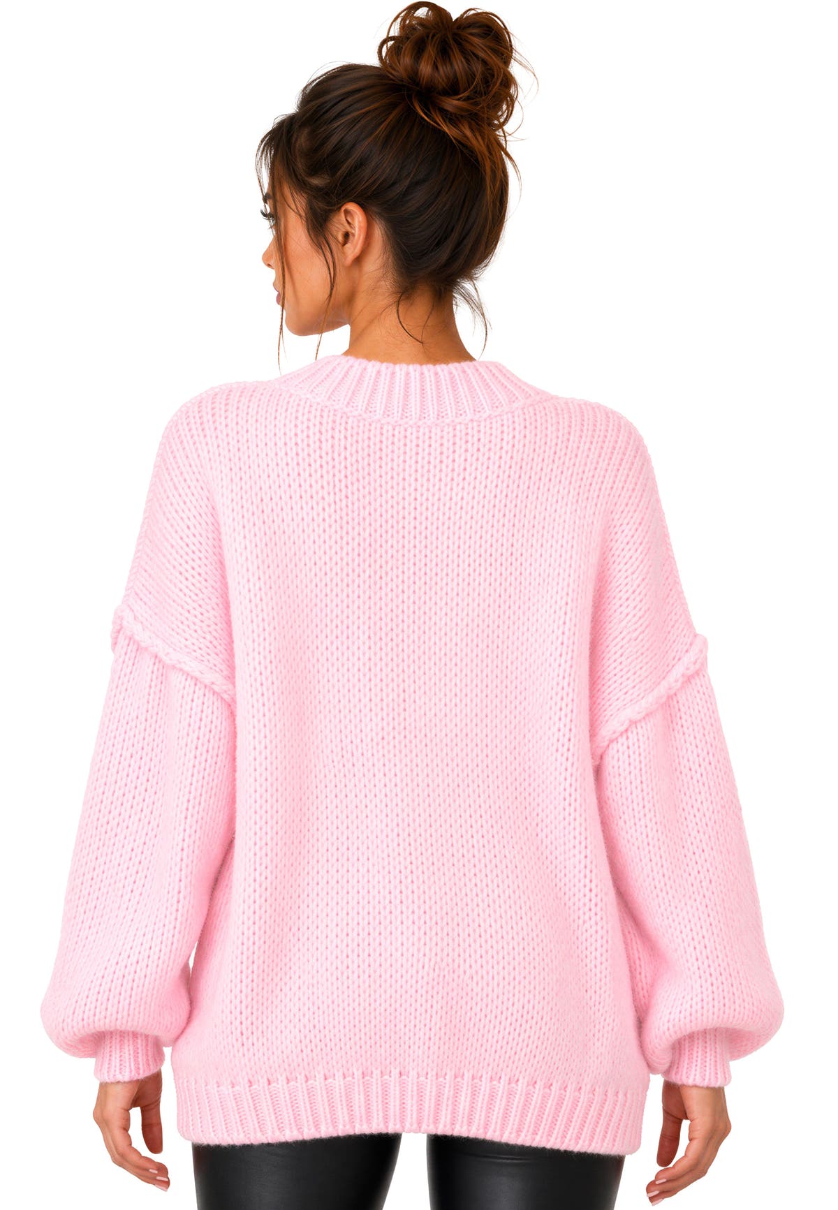 Damen Relaxed Fit Strickjacke Oversized-Look in Pink – Reichstadt – Ansicht 2