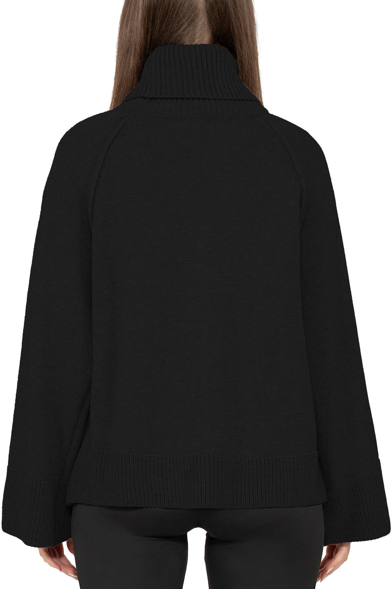 Damen Relaxed Fit Rollkragenpullover 25RSW097 - Black