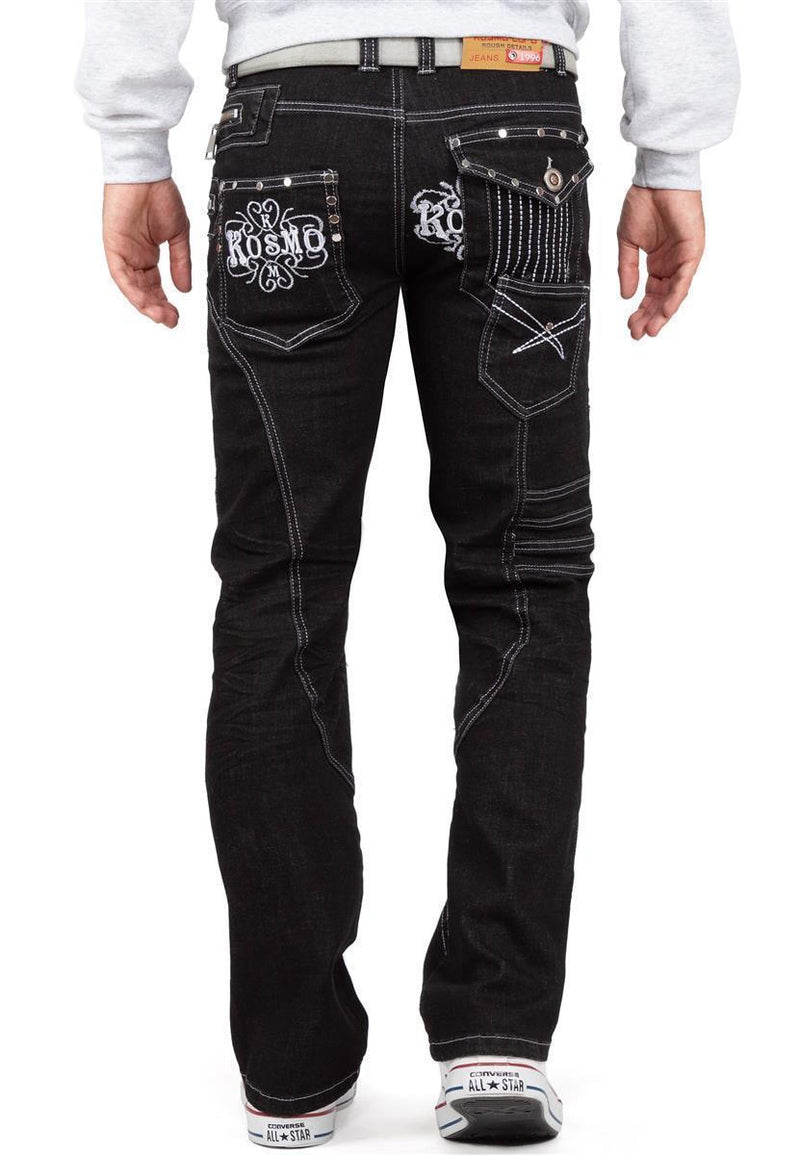 Herren Regular Fit Jeans Stonewashed KM051-1 - Black