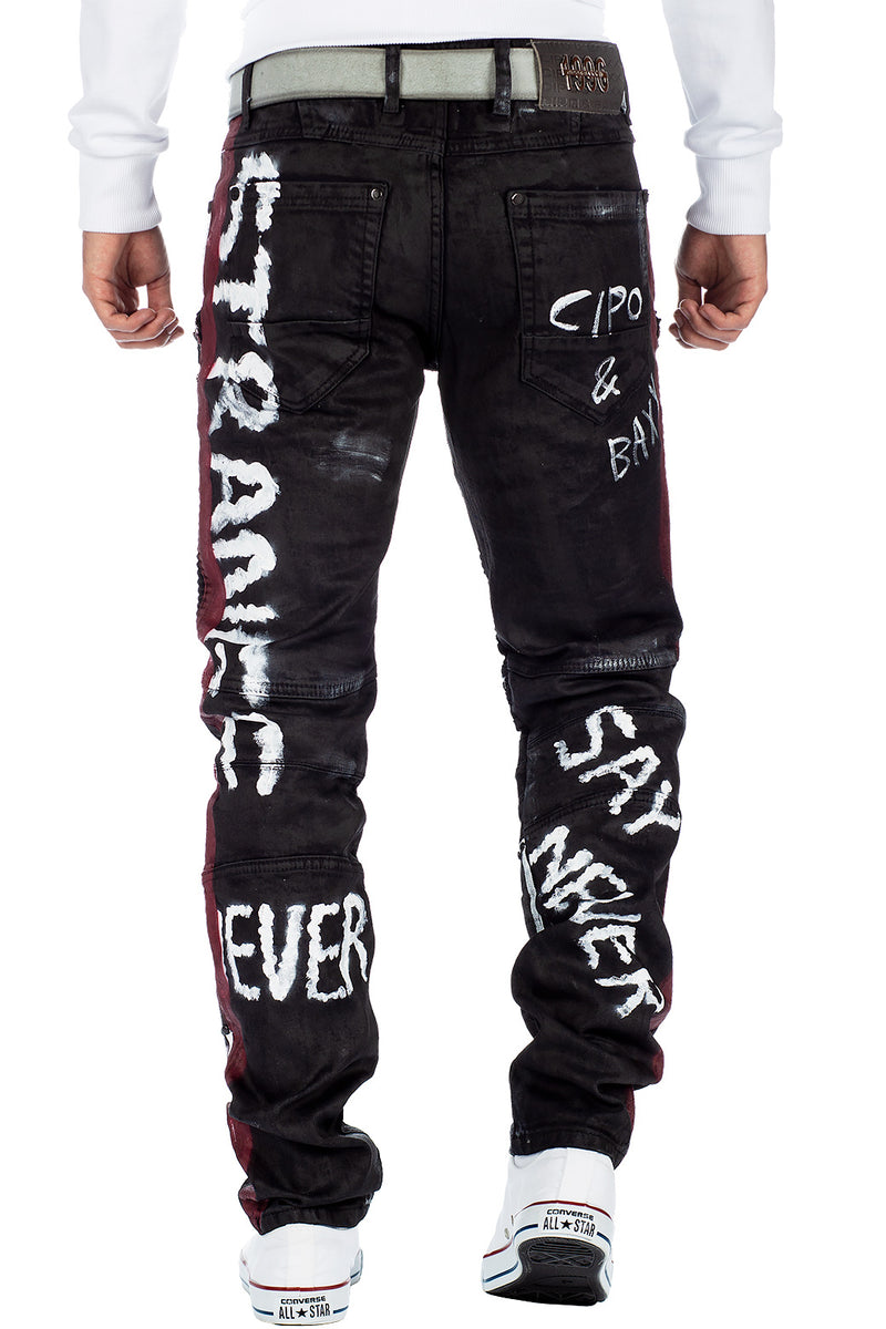 Herren Straight Fit Jeans Mid Waist CD571 - Black