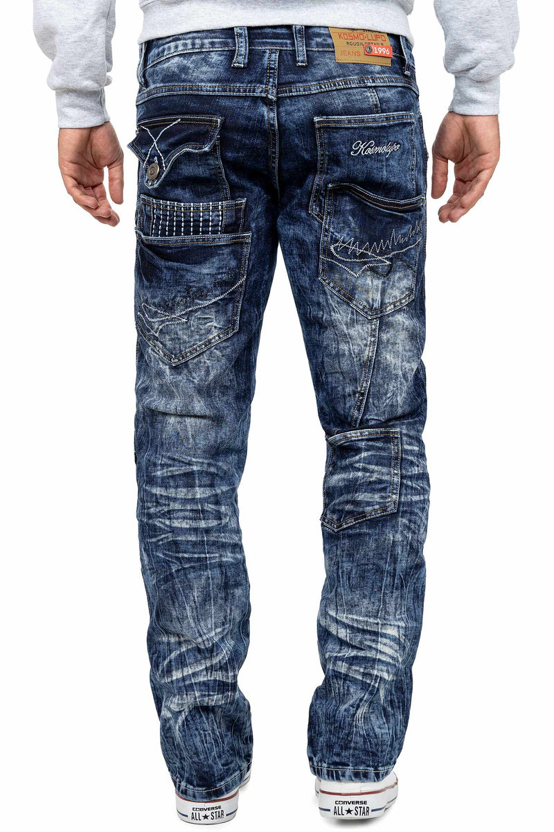 Herren Regular Fit Jeans Stonewashed KM070 - Blue