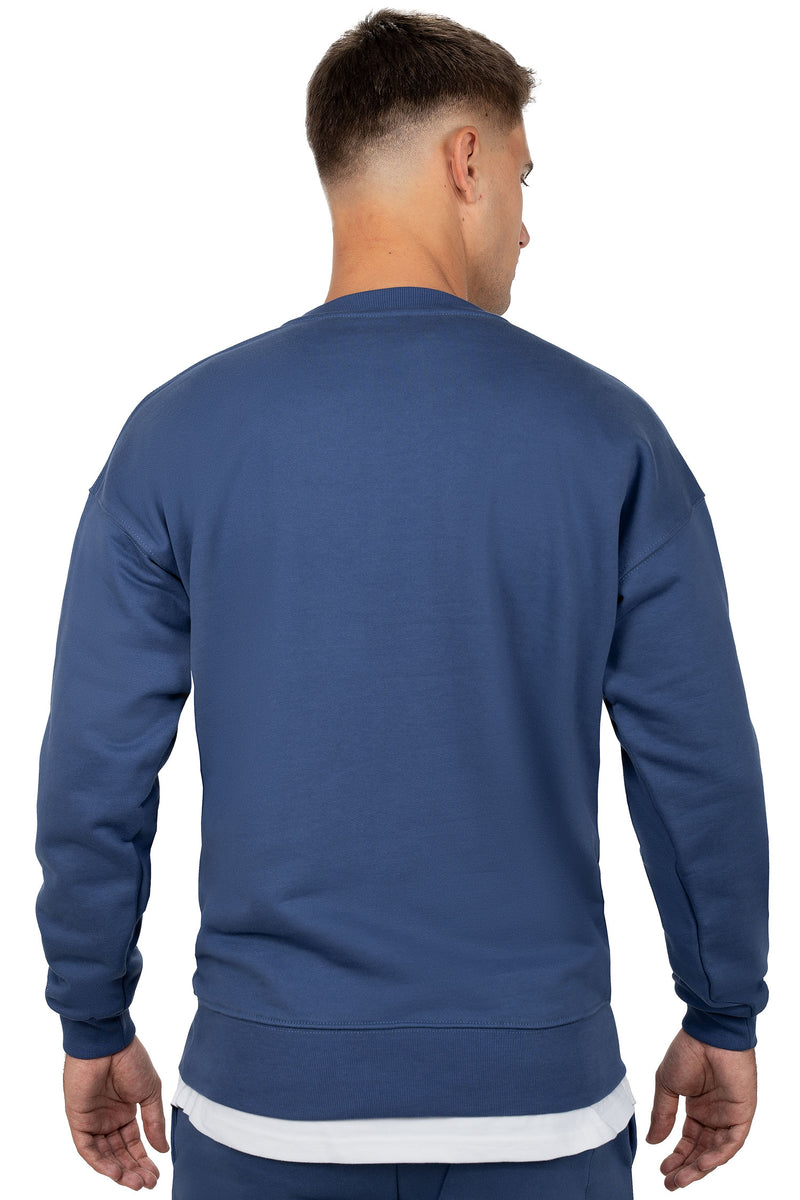 Herren Regular Fit Pullover Logo-Stitching 23RS037 - Dark Blue