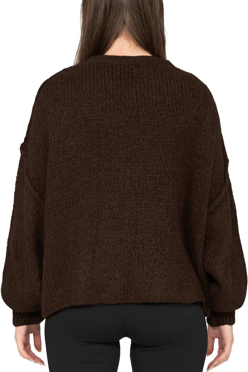 Damen Relaxed Fit Strickpullover 25RSW096 - Brown