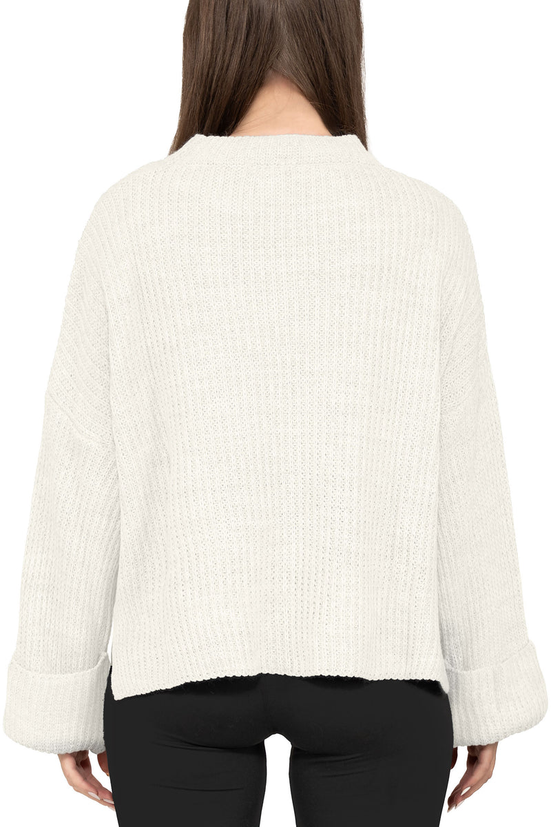 Damen Relaxed Fit Strickpullover 25RSW093 - White