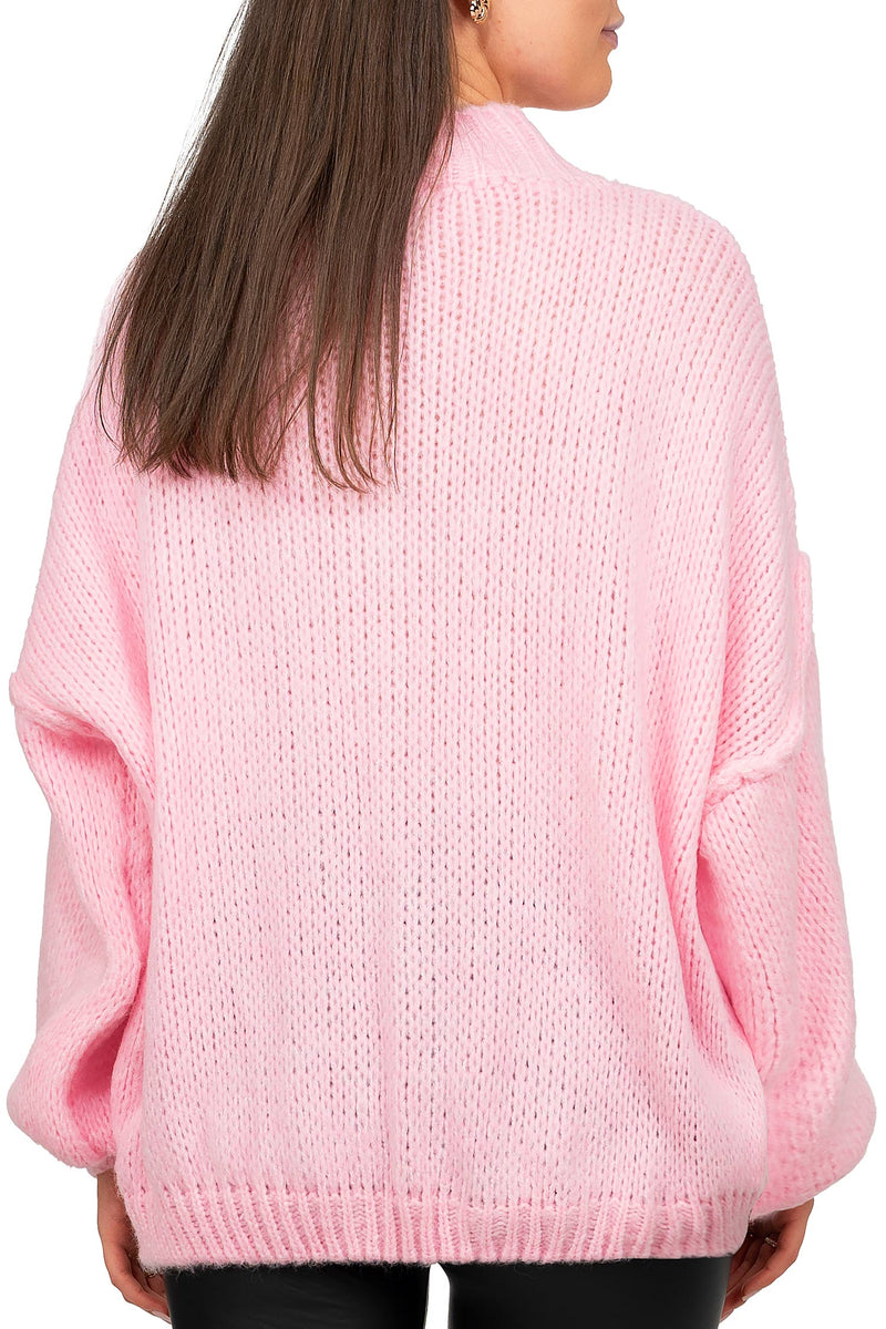Damen Relaxed Fit Strickjacke Oversized-Look 25RSW068 - Pink