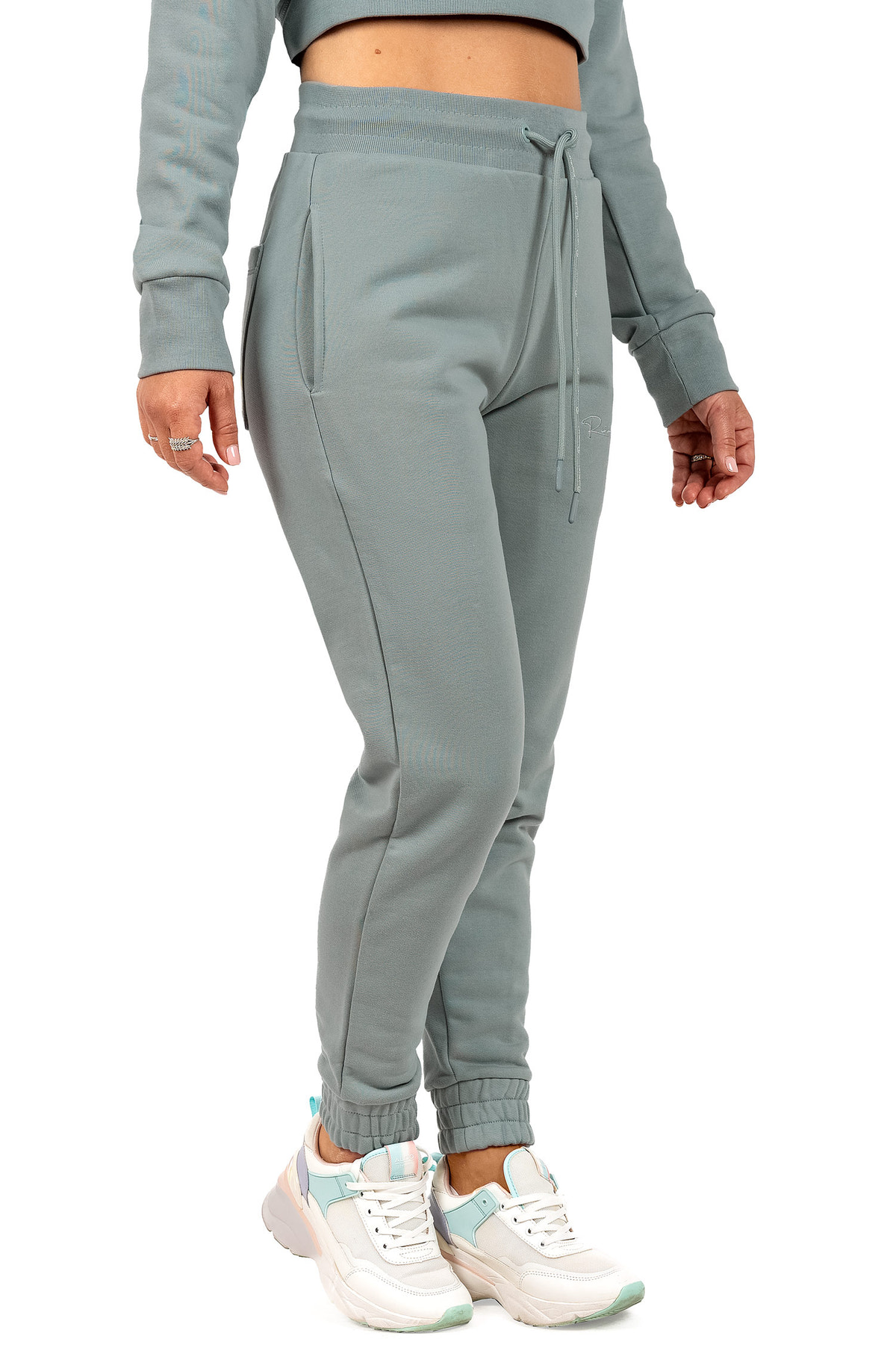 Damen Slim Fit Jogginghose Marken-Stick in Grey – Reichstadt – Ansicht 2