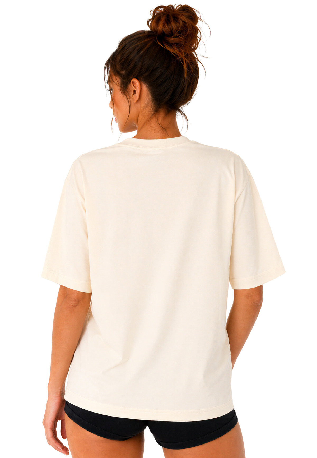 Damen Regular Fit T-Shirt Shoulder Drop in Beige – Reichstadt – Ansicht 2