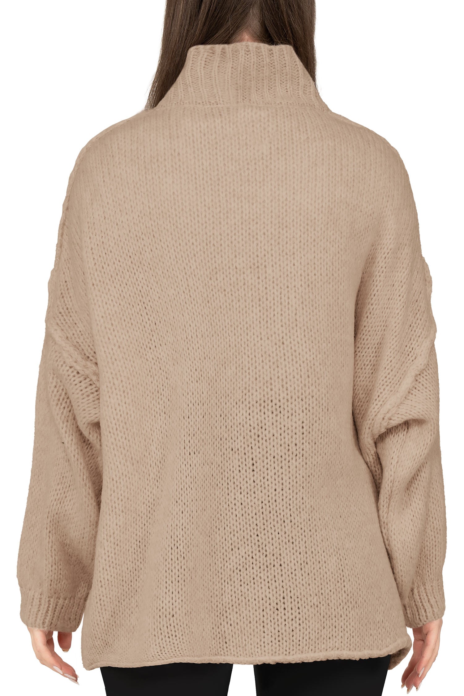 Damen Relaxed Fit Strickpullover 25RSW095 - Dark Beige