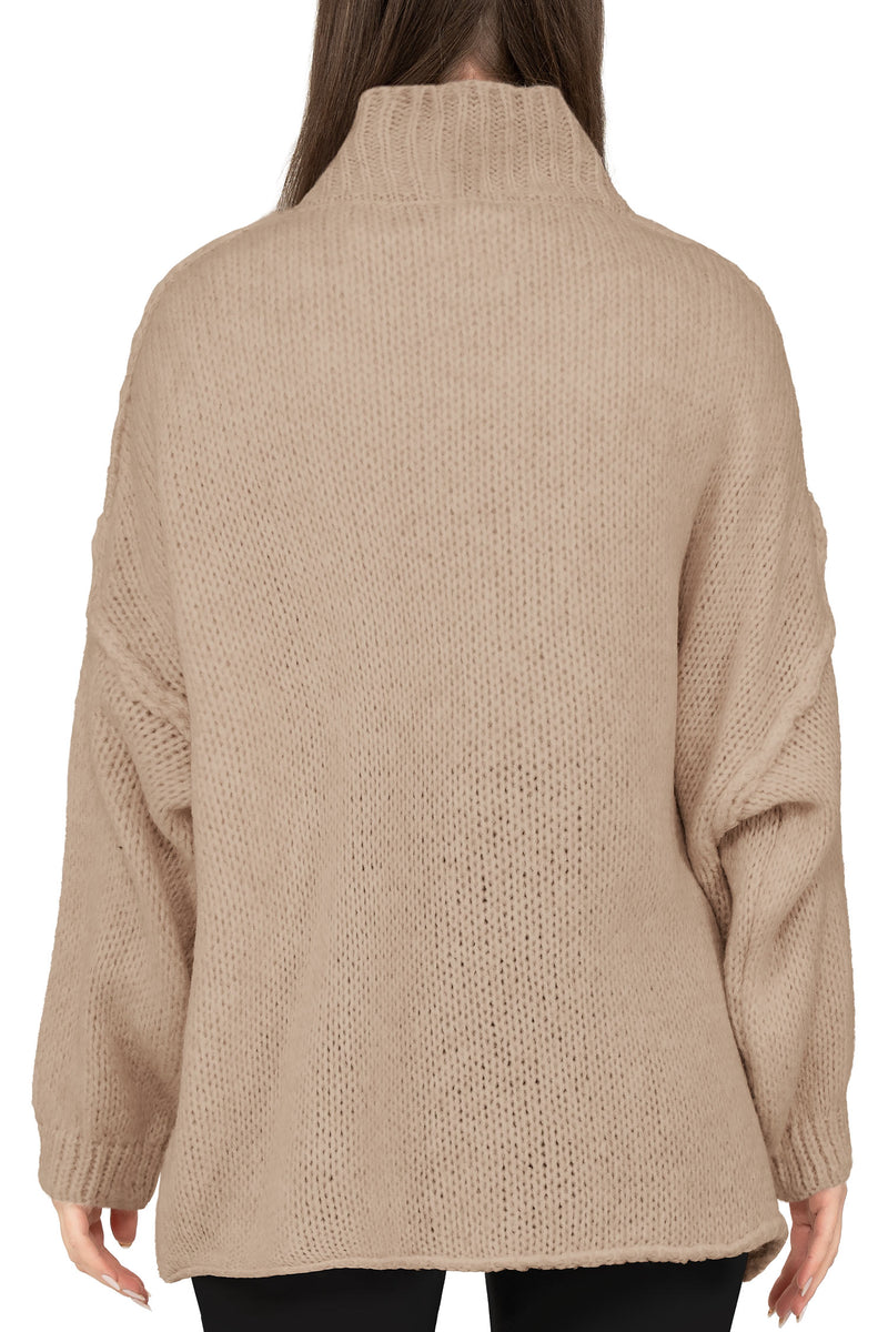 Damen Relaxed Fit Strickpullover 25RSW095 - Dark Beige