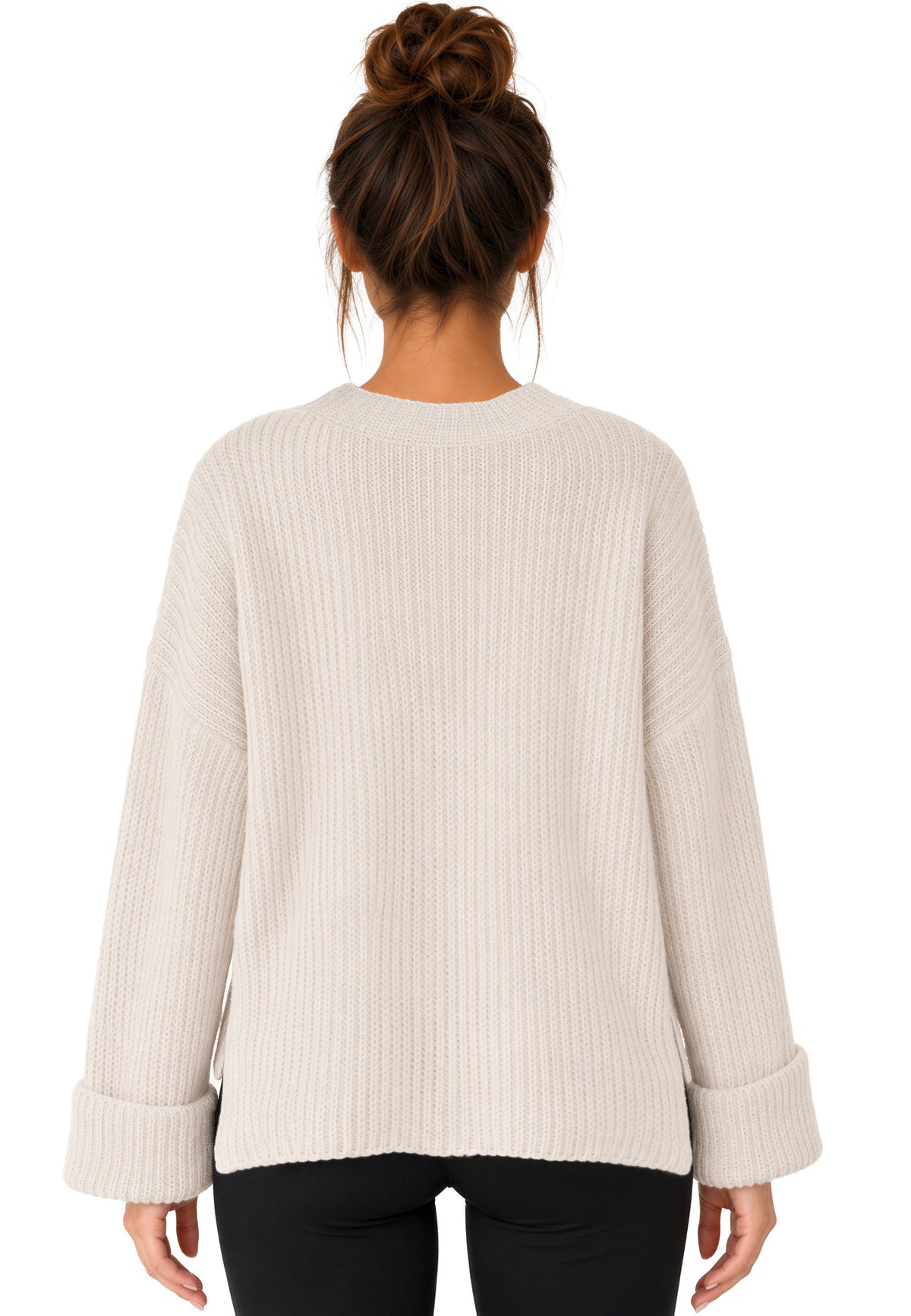 Damen Relaxed Fit Strickpullover 25RSW093 - Beige