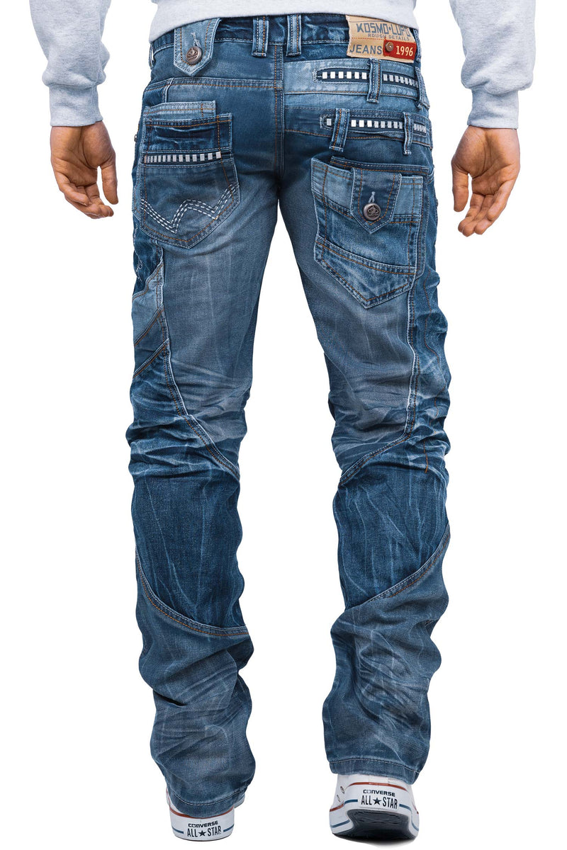 Herren Regular Fit Jeans Stonewashed KM001 - Blue