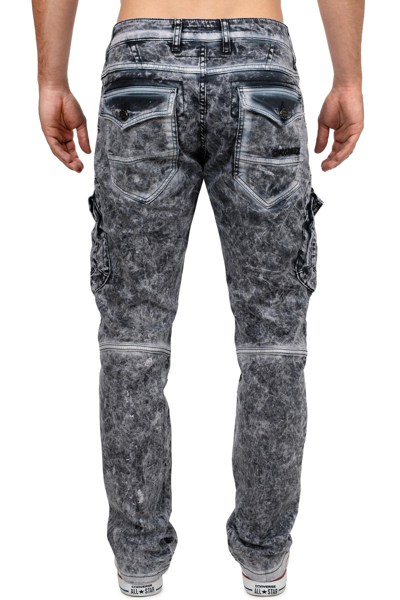 Herren Straight Fit Jeans Stonewashed CD780 - Black