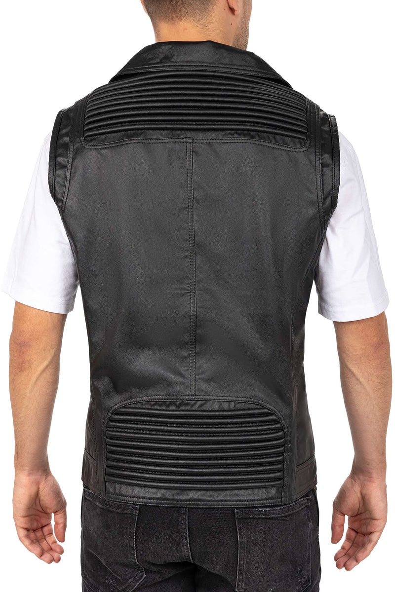 Herren Regular Fit Kunstlederweste RS006W PU - Black