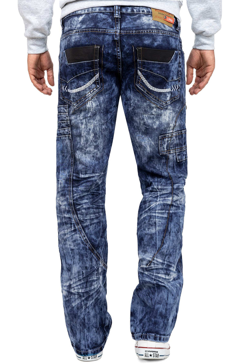 Herren Regular Fit Jeans Stonewashed KM012 - Blue