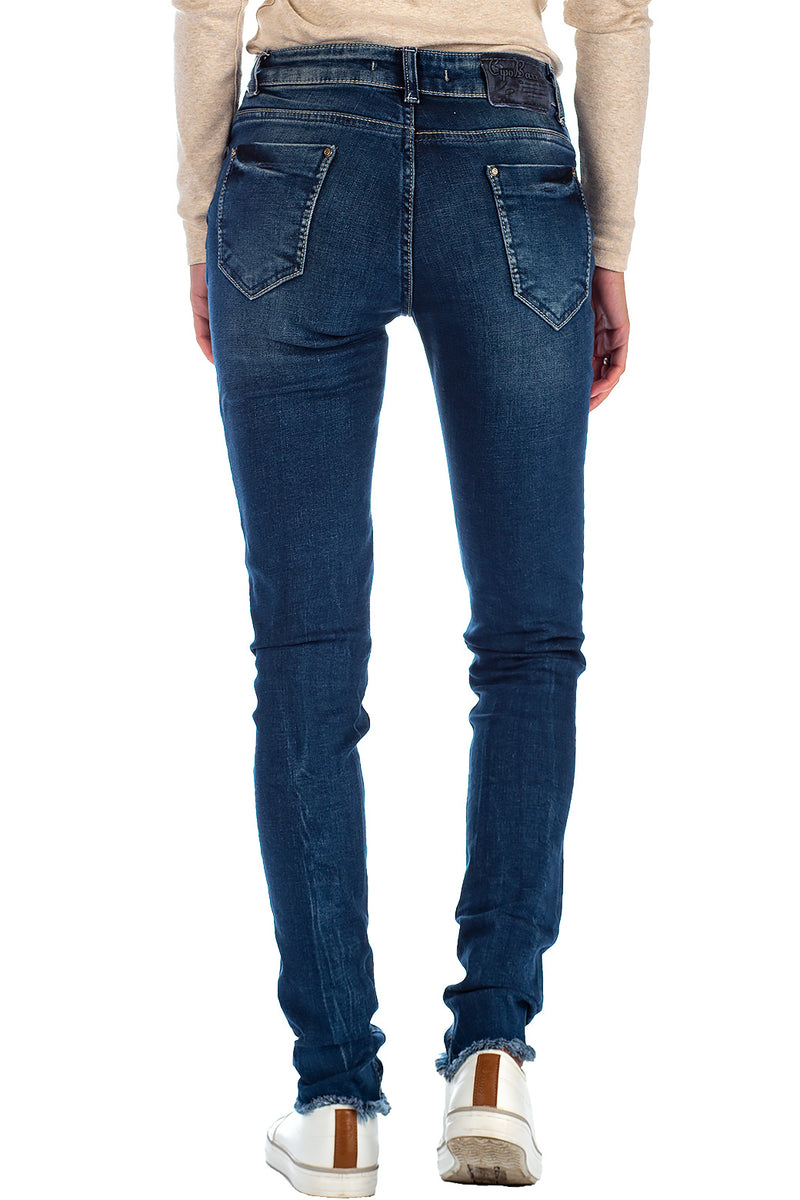 Damen Slim Fit Jeans Stonewashed 19CB06 - Blue
