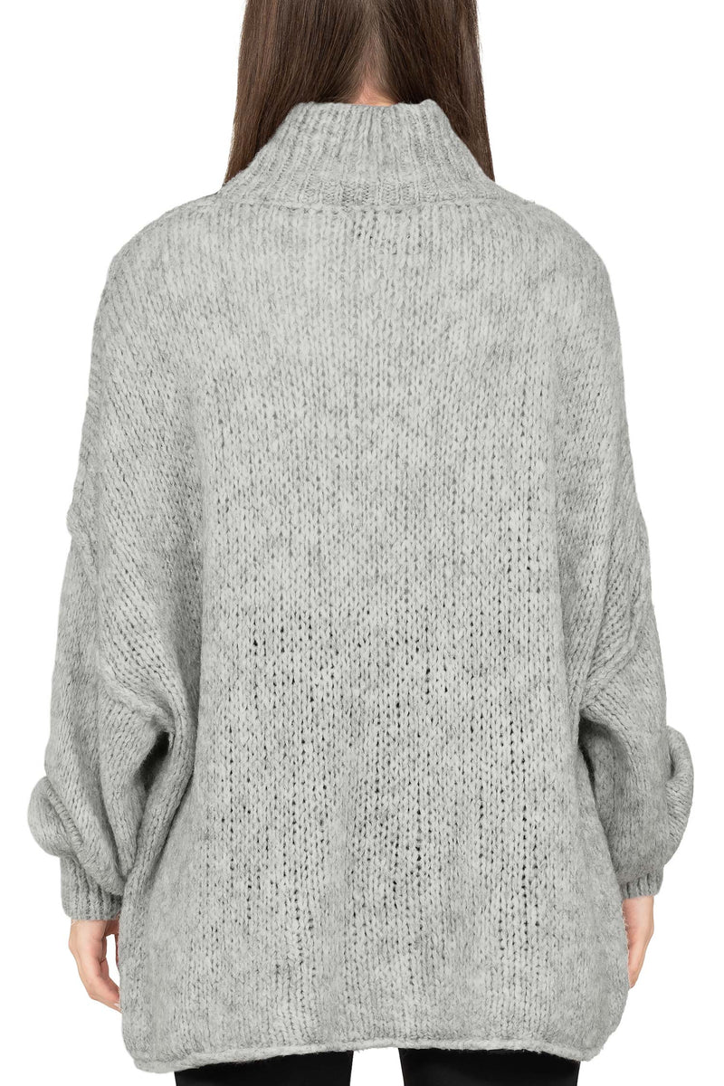 Damen Relaxed Fit Strickpullover 25RSW092 - Grey