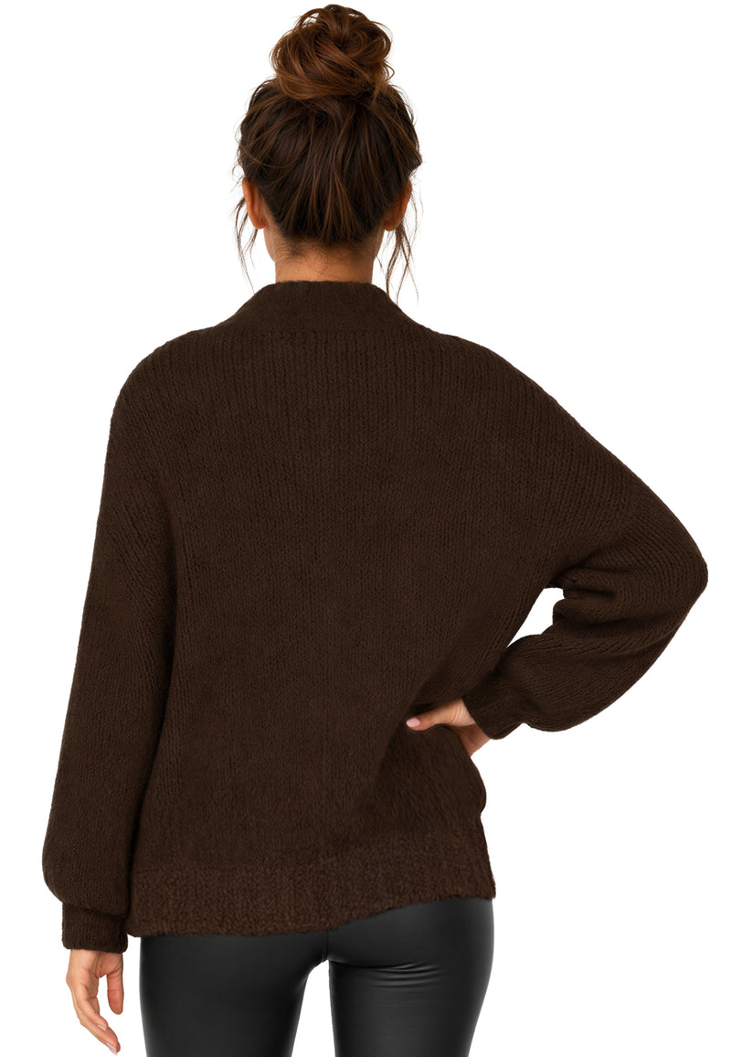 Damen Relaxed Fit Strickjacke 25RSW094 - Brown
