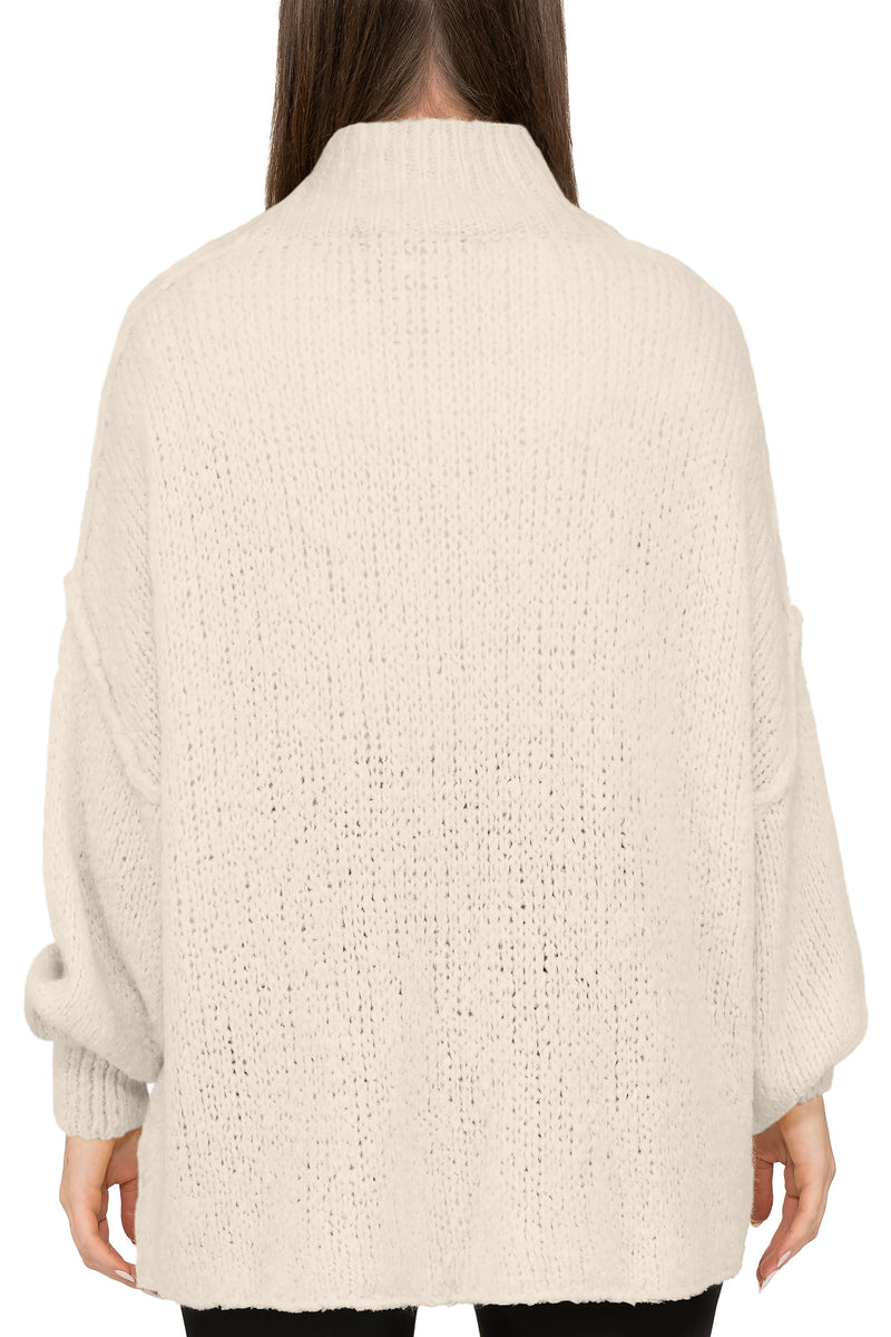 Damen Relaxed Fit Strickpullover 25RSW092 - Beige