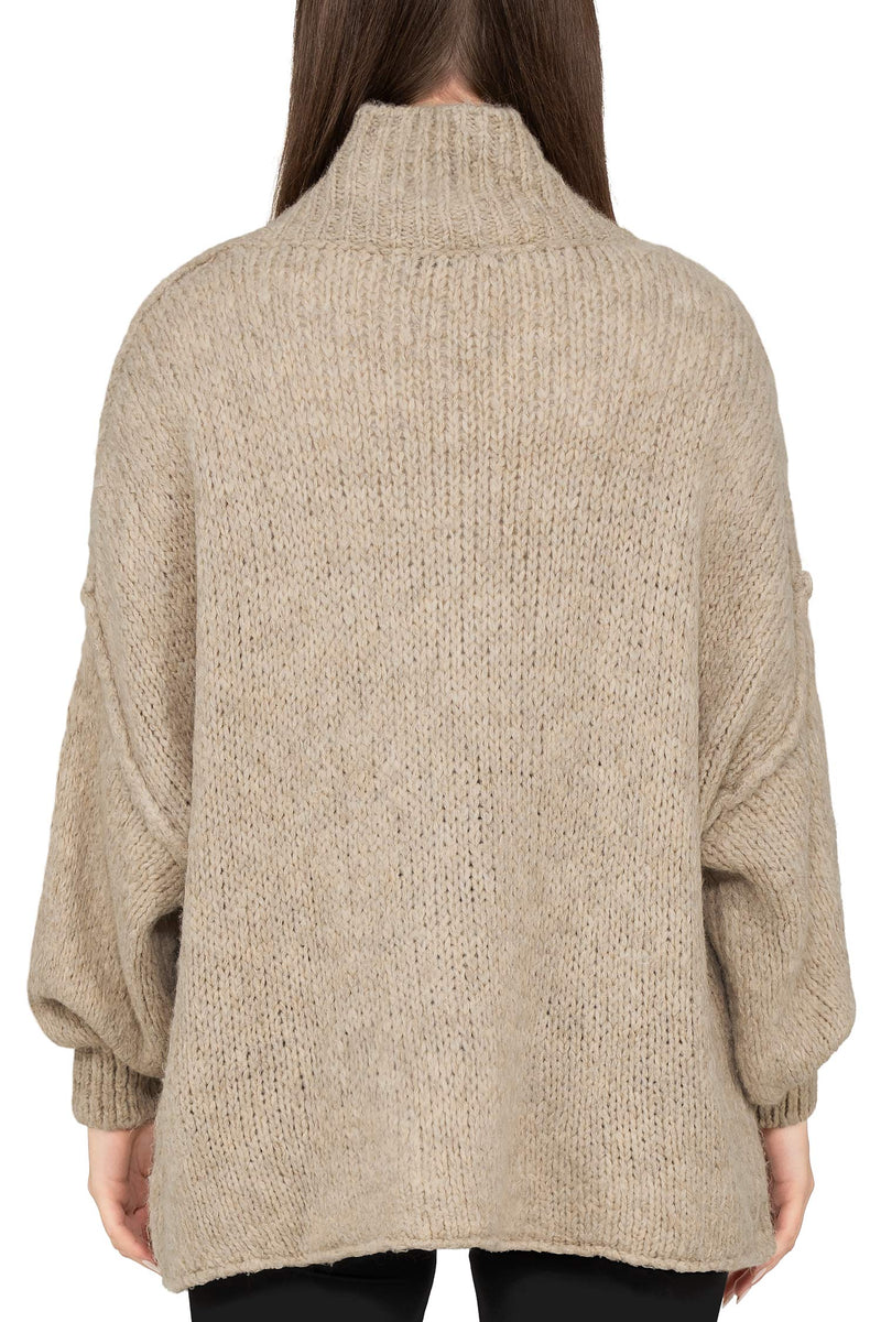 Damen Relaxed Fit Strickpullover 25RSW092 - Dark Beige