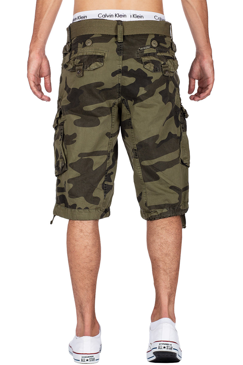 Herren Regular Fit Shorts Mid Waist panoramique camo - Khaki