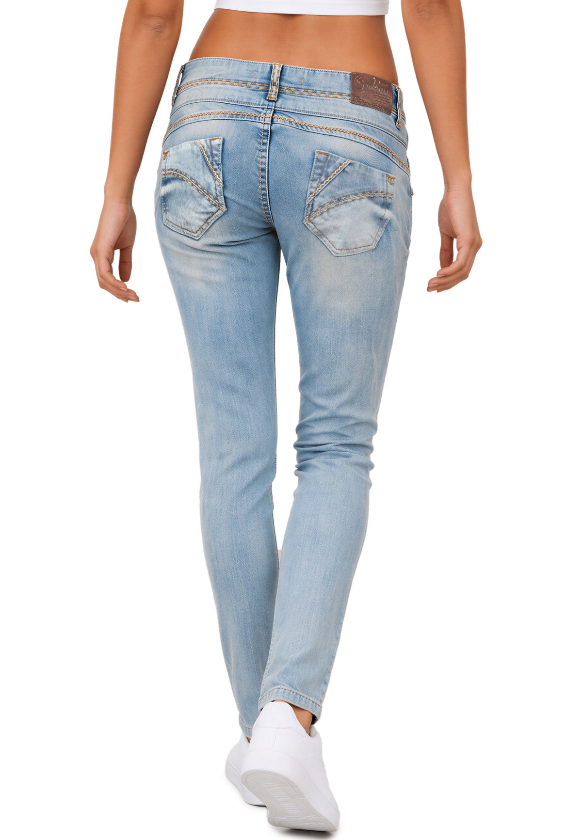Damen Slim Fit Jeans Stonewashed in Light Blue – Cipo & Baxx – Ansicht 2