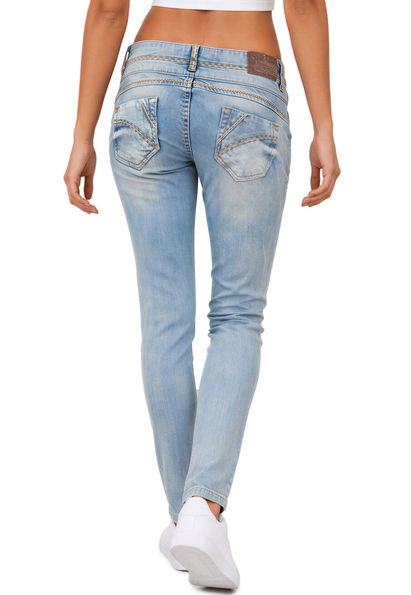 Damen Slim Fit Jeans Stonewashed CBW0347A - Light Blue