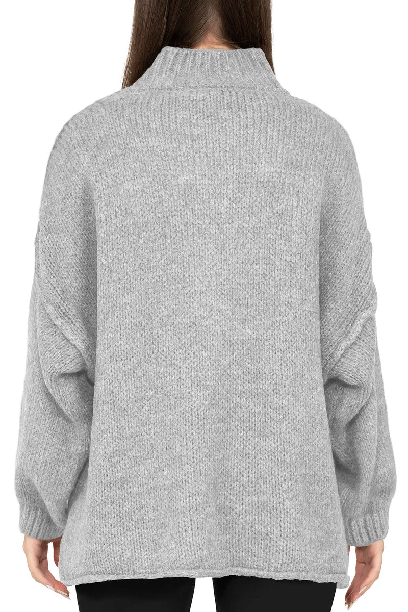 Damen Relaxed Fit Strickpullover 25RSW095 - Grey