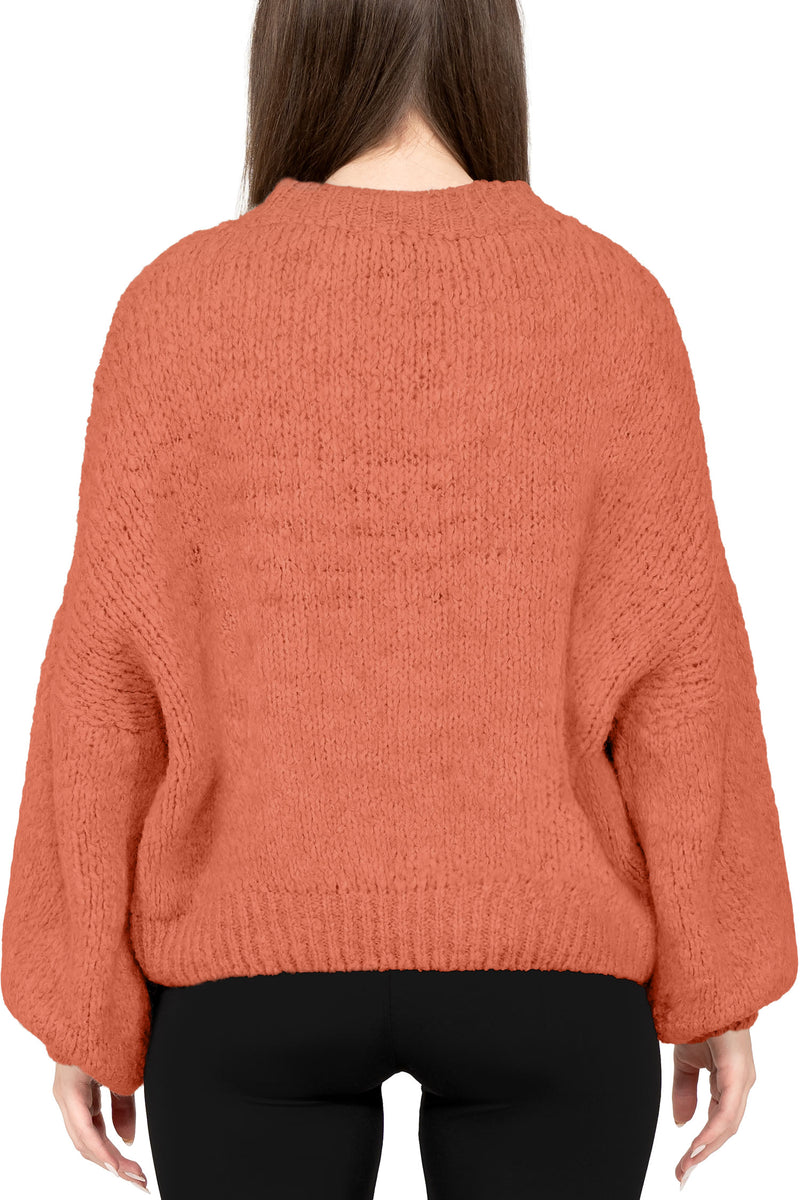Damen Relaxed Fit Strickpullover 25RSW089 - Orange