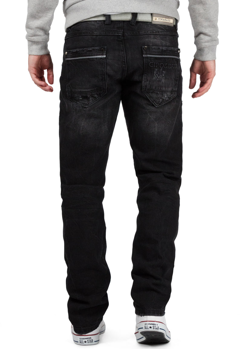 Herren Regular Fit Jeans Stonewashed CD104 - Black