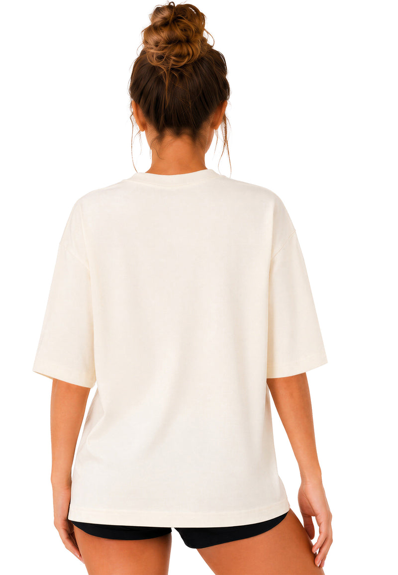 Damen Oversized Oversized T-Shirt 25RSW070 - Beige