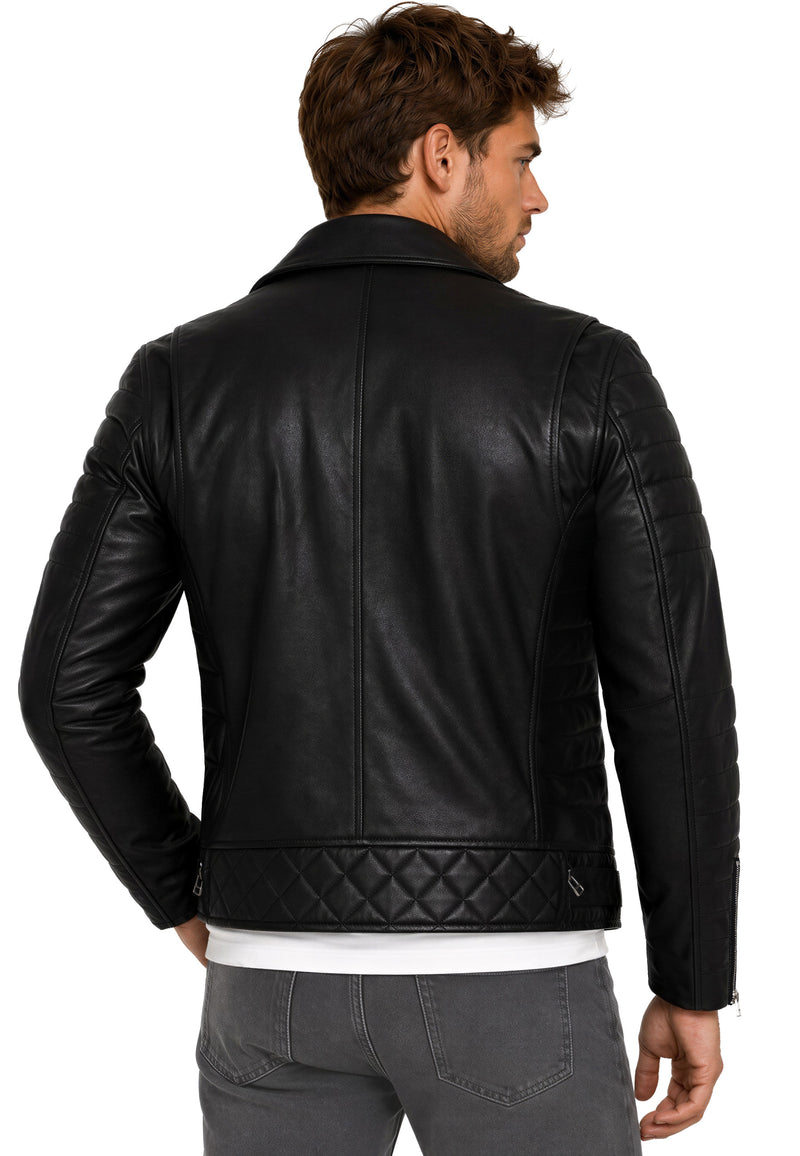 Herren Slim Fit Echtleder Jacke RS001LUX - Black